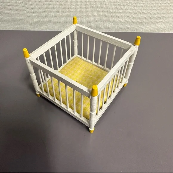 Yellow and White Dollhouse Nursery Furniture Set - Picture 11 of 14